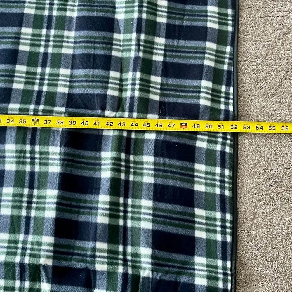 Blanket Throw With Carry Handle Cozy Warm Blue Green Plaid‎ 46 x 52